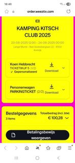 Ticket Kamping Kitsch 1 pers. + parkingticket, Tickets en Kaartjes, Evenementen en Festivals, Eén persoon