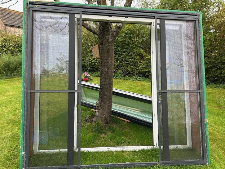 2 Grote dubbele ramen - BJ 2017 - RAL 7016, Doe-het-zelf en Bouw, Glas en Ramen, Gebruikt, Gevelraam of Ruit, 160 cm of meer, 160 cm of meer