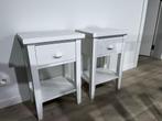 2 witte nachtkastjes met lade, Huis en Inrichting, Ophalen, Gebruikt, Minder dan 45 cm, 55 tot 70 cm