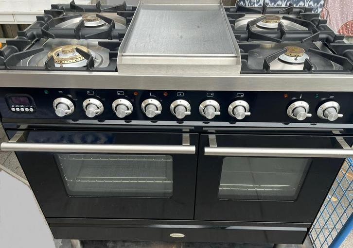 Boretti gasfornuis met dubbele oven ,100cm breed, Elektronische apparatuur, Fornuizen, Gebruikt, Vrijstaand, Gas, 5 kookzones of meer