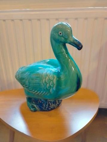Keramieken eend in turquoise en blauw beschikbaar voor biedingen