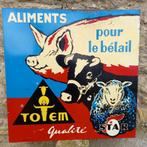Dubbelzijdig metalen reclamebord voeders Totem ca 1960, Verzamelen, Reclamebord, Gebruikt, Ophalen of Verzenden