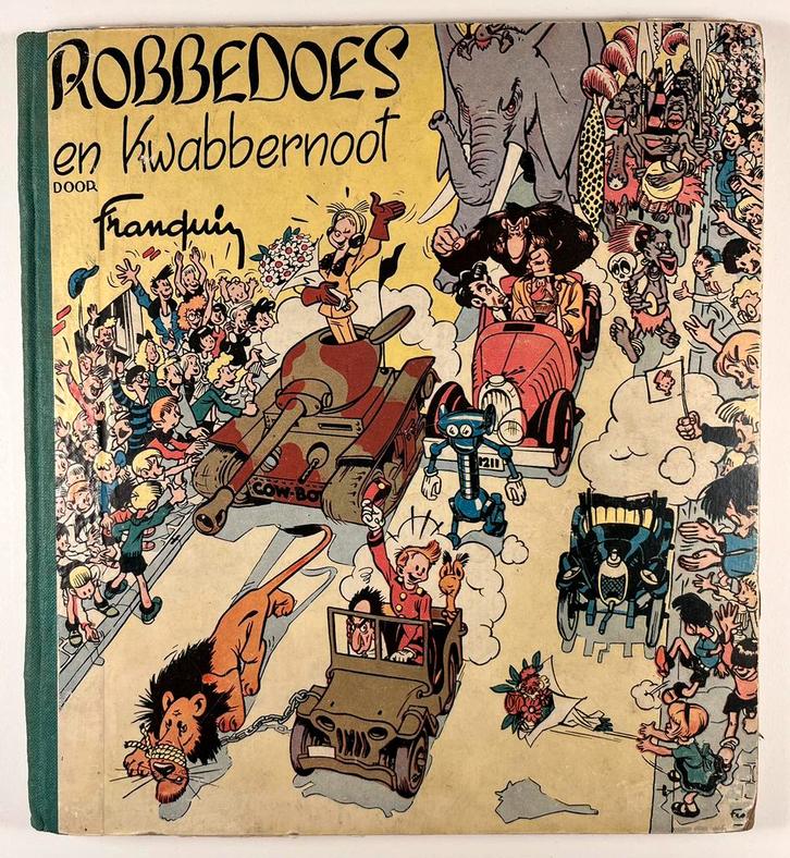 Robbedoes en Kwabbernoot - 1949 - Franquin - 1ste druk - HC, Boeken, Stripverhalen, Ophalen of Verzenden