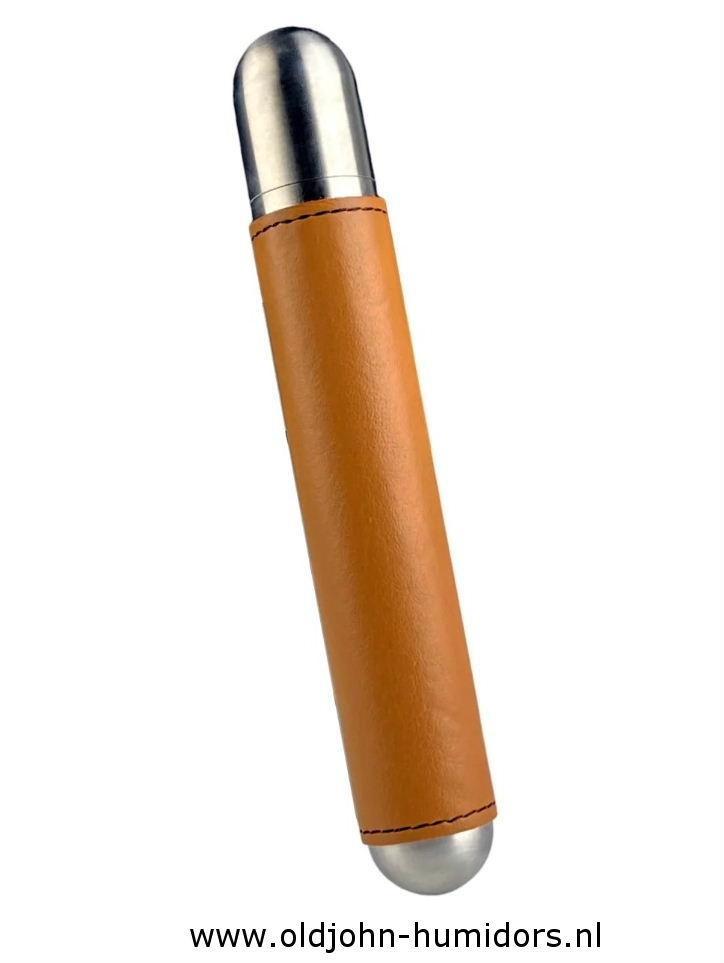 SIGARENKOKER - ADORINI  RVS MET ECHT LEER BEKLEED      sk94, Verzamelen, Rookartikelen, Aanstekers en Luciferdoosjes, Nieuw, Tabaksdoos of Verpakking