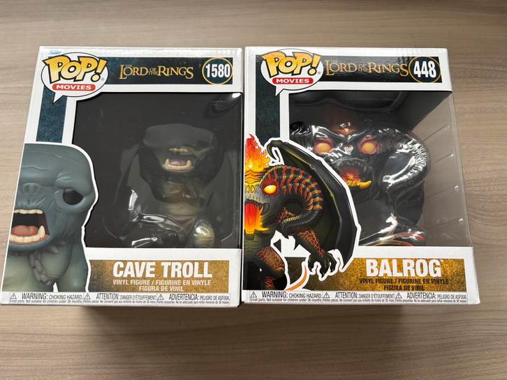 Funko Pop! Lord of the Rings Cave Troll #1580 & Balrog #448, Verzamelen, Poppetjes en Figuurtjes, Zo goed als nieuw, Ophalen of Verzenden
