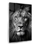 Tableau sur verre Lion noir et blanc 80x120cm + Système d'ac, Envoi, Neuf