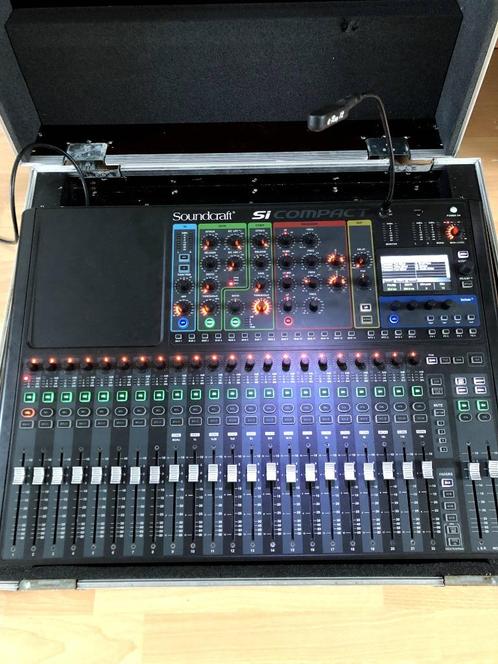 Soundcraft SI Compact 24 + MADI-USB + Case, Muziek en Instrumenten, Mengpanelen, Gebruikt, 20 kanalen of meer, Microfooningang