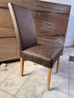 Lot de 6 chaises en croute de cuir et pied en teck, Maison & Meubles, Chaises, Neuf, Brun, Enlèvement, Cinq, Six Chaises ou plus