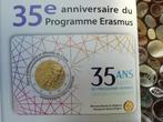 2€ commémorative belgique 2022 Erasmus en coin card, 2 euro, België, Losse munt, Verzenden