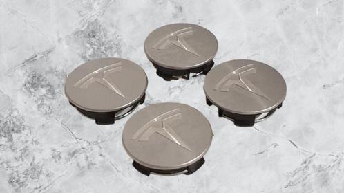 TESLA Zilvere Naafdoppen /Naafkappen 56mm set van 4 stuks, Auto diversen, Wieldoppen, Nieuw, Verzenden