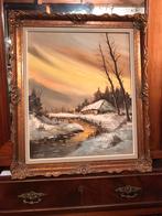 Winterlandschap, schilderij op doek, Getekend Leman, Ophalen
