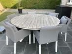 Ronde houten tuintafel met 6 stoelen, Ophalen, Gebruikt, Rond, Hout