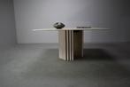 Travertine dining table with sculptural base, Italy 1960s, Ophalen