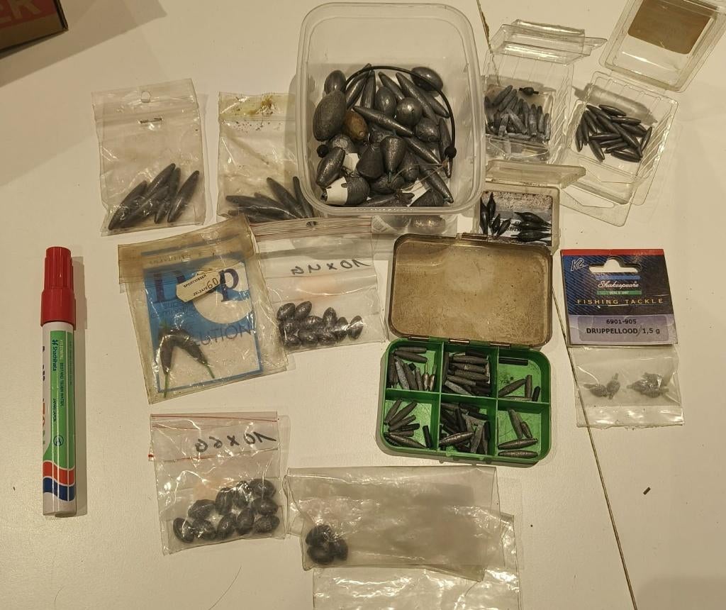 Lot met schuifloodjes, Watersport en Boten, Hengelsport | Algemeen, Zo goed als nieuw, Dobber of Lood, Ophalen of Verzenden