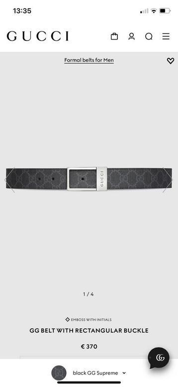 NIEUW Gucci riem heren met rechthoekige gesp beschikbaar voor biedingen