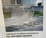 Ligstoel met zonnescherm., Tuin en Terras, Inklapbaar, Zo goed als nieuw, Ophalen, Aluminium