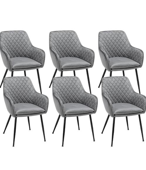 6 chaises de salle à manger avec revêtement en velours coul, Maison & Meubles, Chaises, Neuf, Cinq, Six Chaises ou plus, Gris