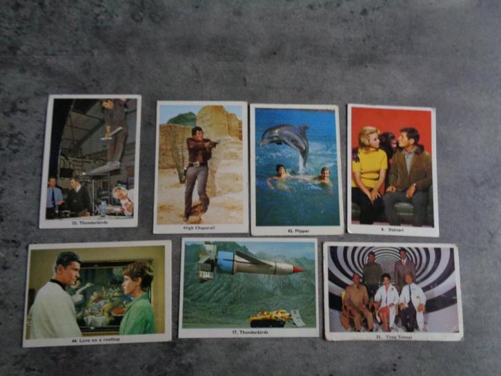 MONTY GUM OUDE KAARTEN TV PROGS JAREN 60 7x, Hobby en Vrije tijd, Stickers en Plaatjes, Verzenden