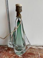 Socle de lampe Val Saint Lambert cristal vert design vintage, Enlèvement