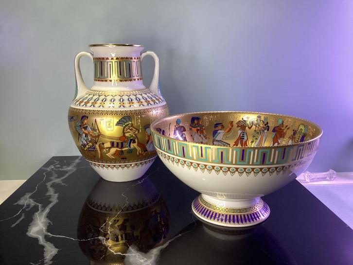 Vaas en kom Theben. 119/FC., Antiek en Kunst, Antiek | Porselein, Ophalen