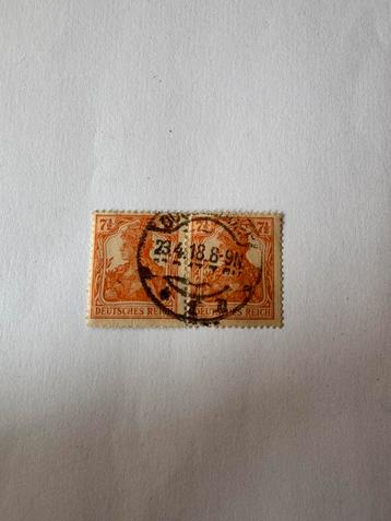 oud Duits postzegelpaar gebruikt 7½ pfennig (1918) beschikbaar voor biedingen