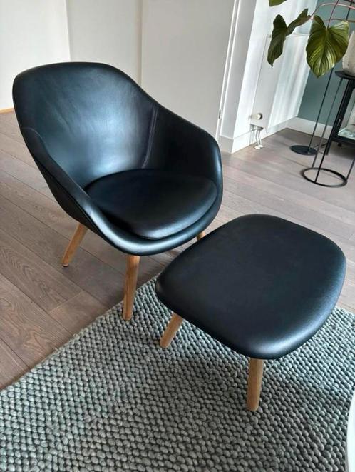 HAY loungestoel in zwart leer, Huis en Inrichting, Fauteuils, Zo goed als nieuw, Leer, Ophalen