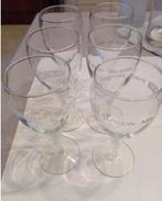 waterglazen op voet 8 st met reclame van watermerken, Verzamelen, Ophalen, Zo goed als nieuw, Waterglas