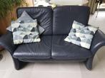 Salon donkerblauw leder, Huis en Inrichting, Ophalen, Gebruikt, Leer, Modern