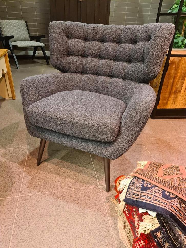 Nouveau fauteuil Eleonora Peter anthracite à boucles douces, Maison & Meubles, Chaises, Neuf, Une, Bois, Synthétique, Métal, Tissus