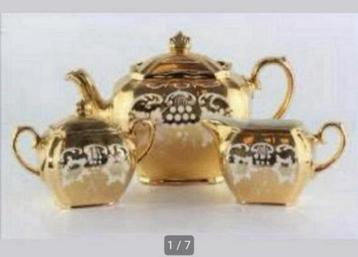 Sadler Gold Lustre 3 delige thee-set 1950 Zeldzaam + theepot beschikbaar voor biedingen