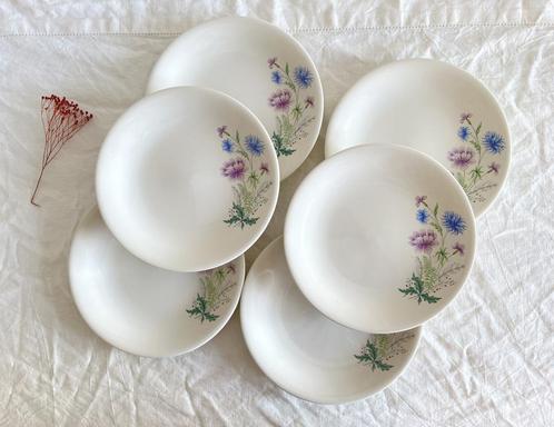 Lot de 6 assiettes plates Boch Trois Fleurs, Antiek en Kunst, Antiek | Servies los, Ophalen of Verzenden