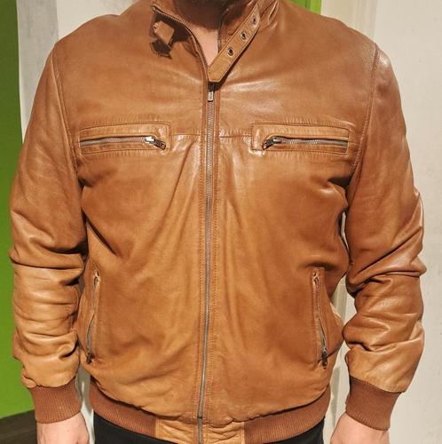 Jas met leren jack, Kleding | Heren, Jassen | Winter, Gedragen, Maat 56/58 (XL), Bruin, Ophalen of Verzenden