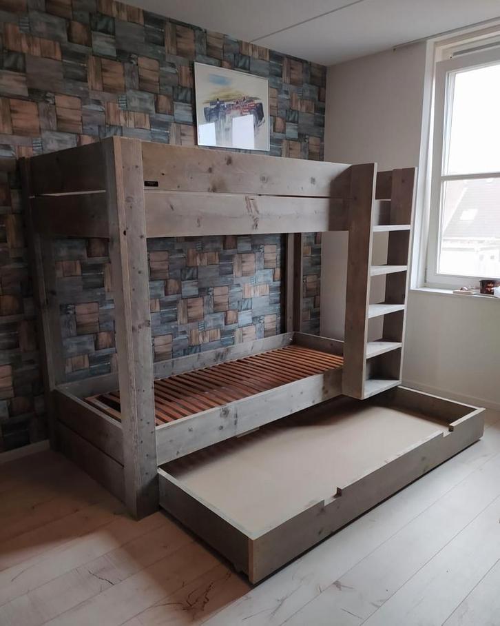 Stapelbedden en hoogslapers van steigerhout, Huis en Inrichting, Slaapkamer | Stapelbedden en Hoogslapers, Nieuw, Ophalen of Verzenden
