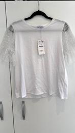 Wit shirt met kanten mouwtjes van zara maat large, Zara, Manches courtes, Taille 42/44 (L), Enlèvement ou Envoi