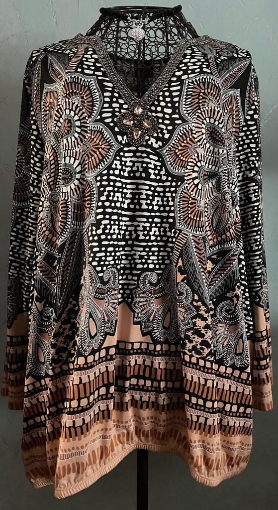 K-design Extra2 (44/46) Mooie fantasie blouse, Kleding | Dames, Grote Maten, Zo goed als nieuw, Blouse of Tuniek, Overige kleuren