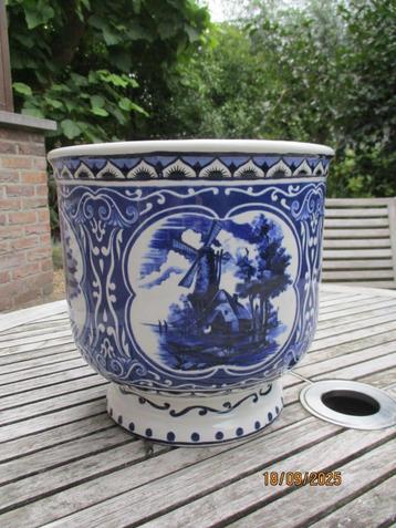 Pot de fleurs bleu/blanc T Delft, Jardin & Terrasse, Pots de fleurs, Enlèvement ou Envoi, Moins de 25 cm, Comme neuf, Intérieur