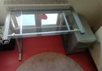 Glazen bureau met ladeblok, Huis en Inrichting, Bureaus, Ophalen, Zo goed als nieuw, Bureau