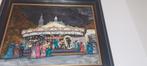 Peinture carrousel chevaux de bois 
(Cadre marron), Antiek en Kunst, Ophalen