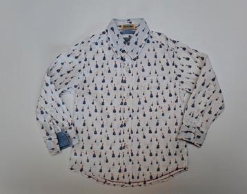 Mt 104 Wit hemd met blauw rode gitaren  beschikbaar voor biedingen