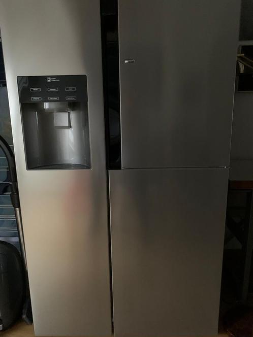 Side by side Amerikaanse frigo met vriezer, Elektronische apparatuur, Koelkasten en IJskasten, Zo goed als nieuw, Met aparte vriezer