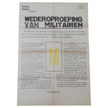 Affiche - 'Wederoproeping van militairen' beschikbaar voor biedingen