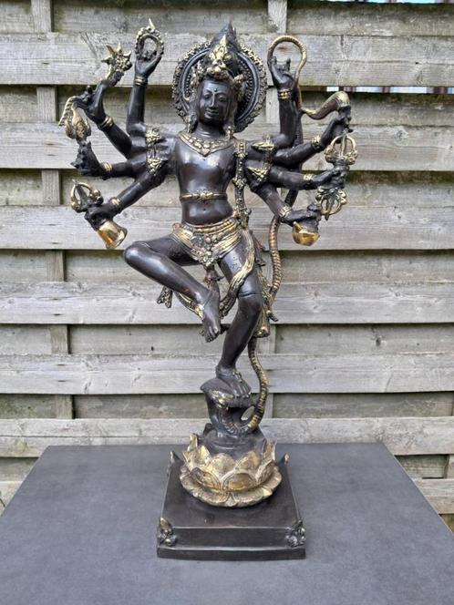 Bronzen beeld van Shiva dansend op cobra Naga/Azië/India, Antiek en Kunst, Kunst | Niet-Westerse kunst, Ophalen of Verzenden