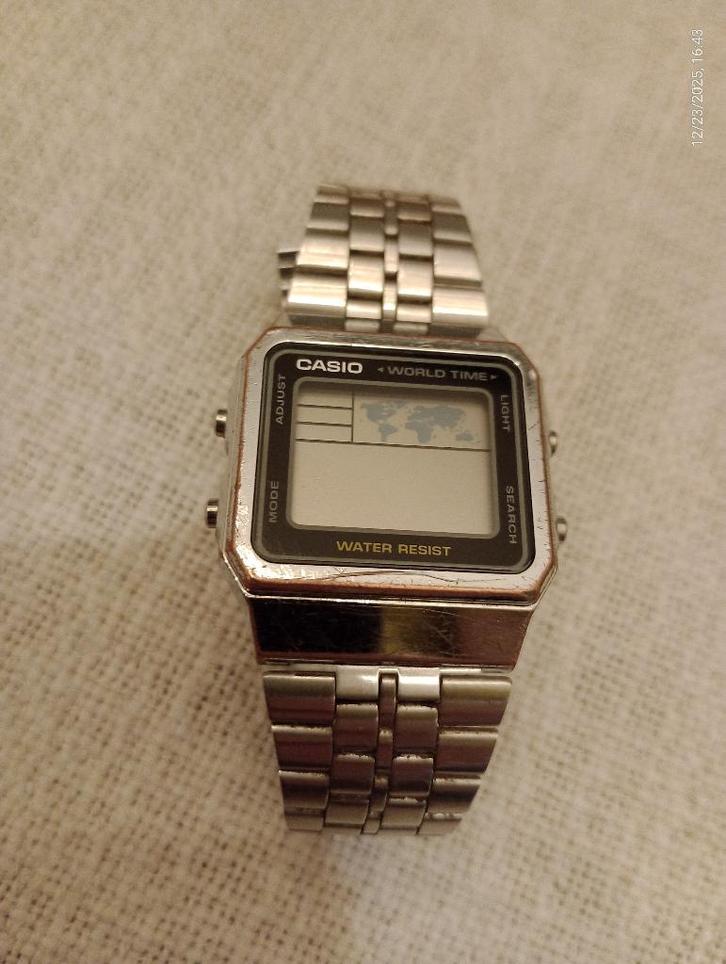 CASIO retro herenhorloge, Handtassen en Accessoires, Horloges | Heren, Gebruikt, Polshorloge, Casio, Staal, Staal, Ophalen of Verzenden