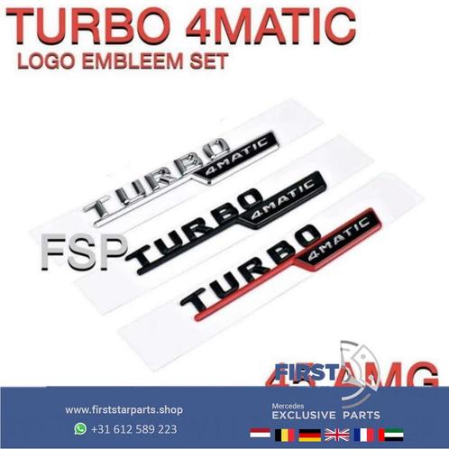45 AMG TURBO 4 MATIC ZIJSCHERM LOGO SET W177 W118 W156 W176, Auto-onderdelen, Carrosserie, Mercedes-Benz, Voor, Gebruikt, Ophalen of Verzenden