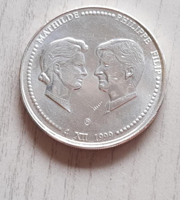 België 250 frank 1999 Zilver0.925 Huwelijk Philip & Mathilde, Postzegels en Munten, Munten | België, Losse munt, Zilver, Zilver