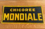 1920s Tin Advertising Sign for Chicoree Mondiale, Belgium, Verzamelen, Ophalen of Verzenden, Zo goed als nieuw, Reclamebord