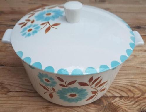 Franse terrine met Frans blauwe bloemen en bruine bladeren, Huis en Inrichting, Keuken | Servies, Gebruikt, Overige typen, Overige stijlen