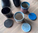 Set 3 stenen potjes met deksel (nieuwstaat), Ophalen of Verzenden