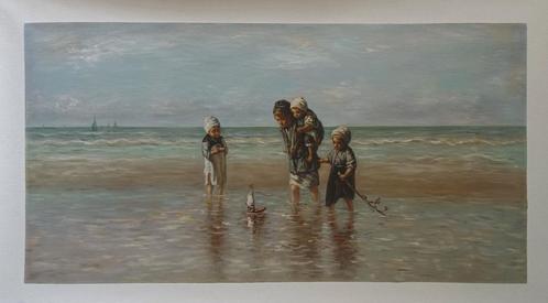Olieverfreplica J. Israels: Kinderen der zee, Antiek en Kunst, Kunst | Schilderijen | Klassiek, Verzenden