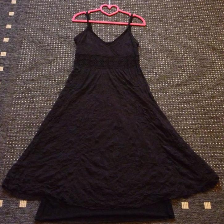 Lang zwart dubbel gevoerd kleed jurk kreukelstof Mt 38-40, Kleding | Dames, Jurken, Maat 38/40 (M), Zwart, Ophalen of Verzenden